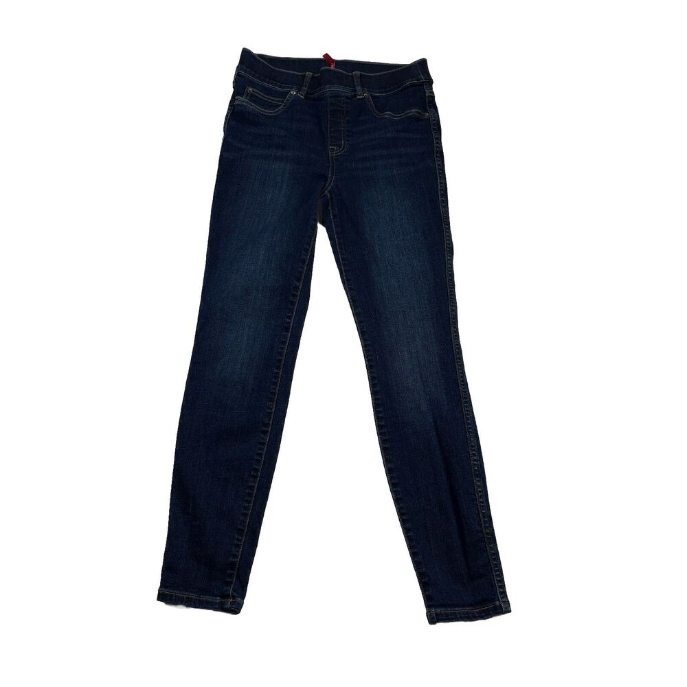 SPANX dark denim high rise pull on stretchy skinny jeans leggings Small Womens